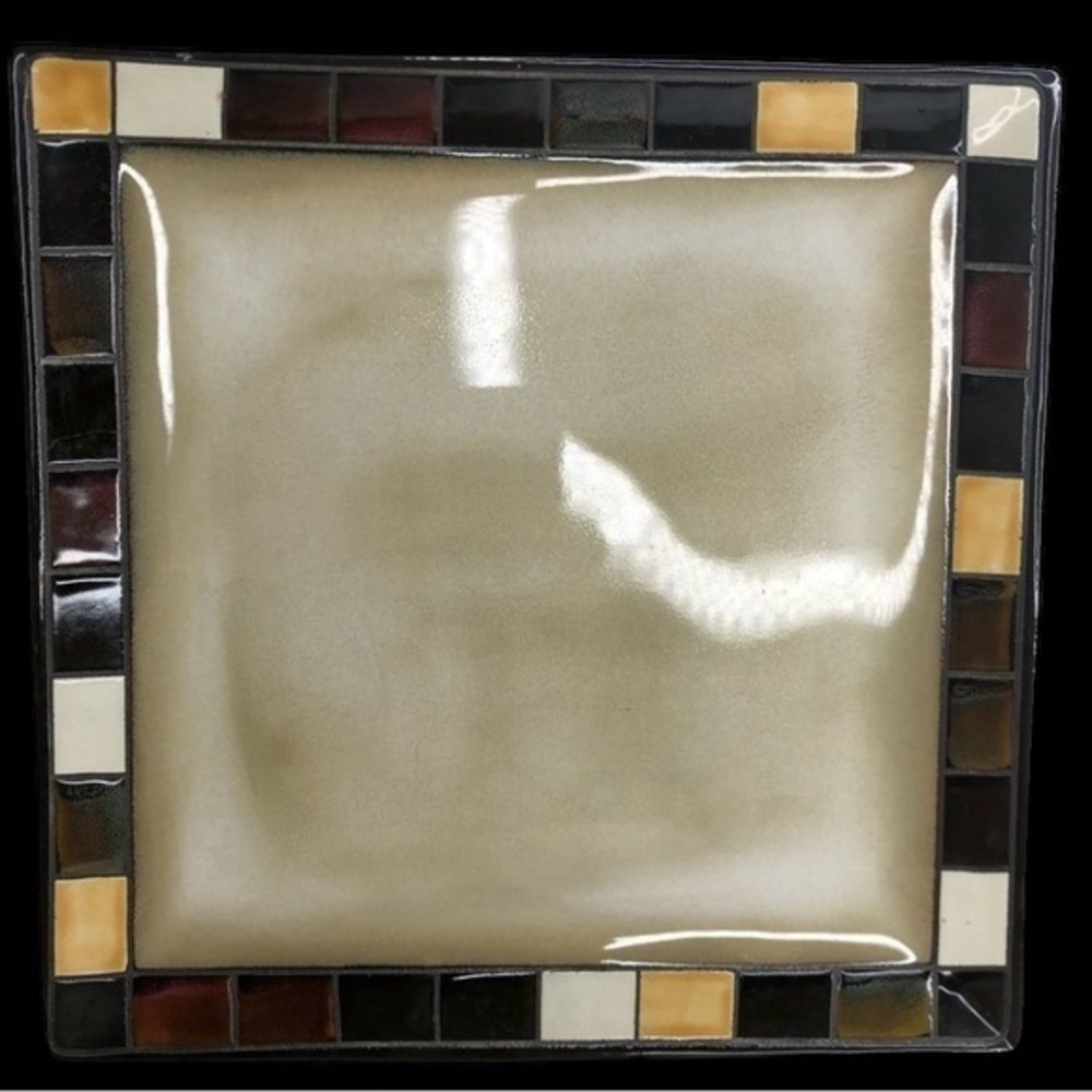 Hometrends Stoneware MOSAIC TILE 11" Square Dinner Plate EUC